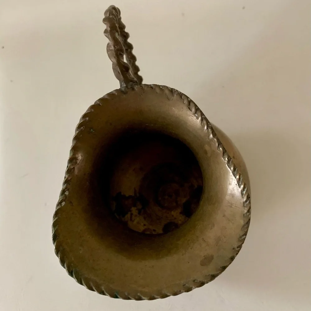 Vintage Solid Brass Water Pitcher Rope Handle Design Made in India